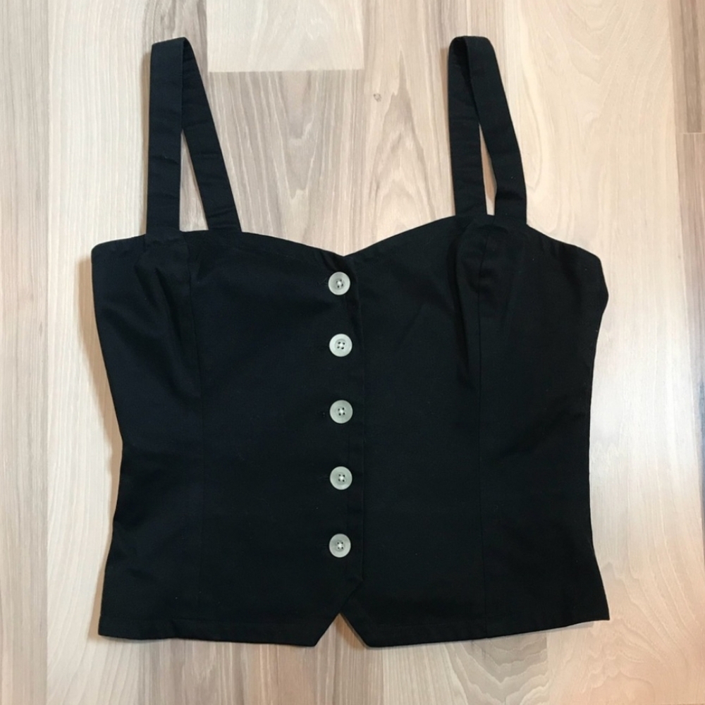 Lauren Ralph Lauren Black Buttoned Tank Top